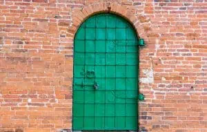 green iron door